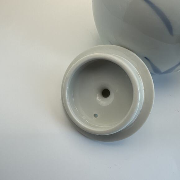 JAPANESE FINE PORCELAIN CONTEMPORARY TEAPOT BLUE PINK‎ FLORAL WOVEN HANDLE - Picture 10 of 12